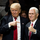 President-elect Donald Trump and Vice President-elect Mike Pence stand onstage at U.S. Bank Arena on Dec. 1, 2016, in Cincinnati. Trump took time off from selecting the Cabinet for his incoming administration to celebrate his victory in the general election.
Ty Wright/Getty Images